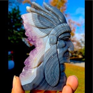 Carved agate druzy amethyst Indian